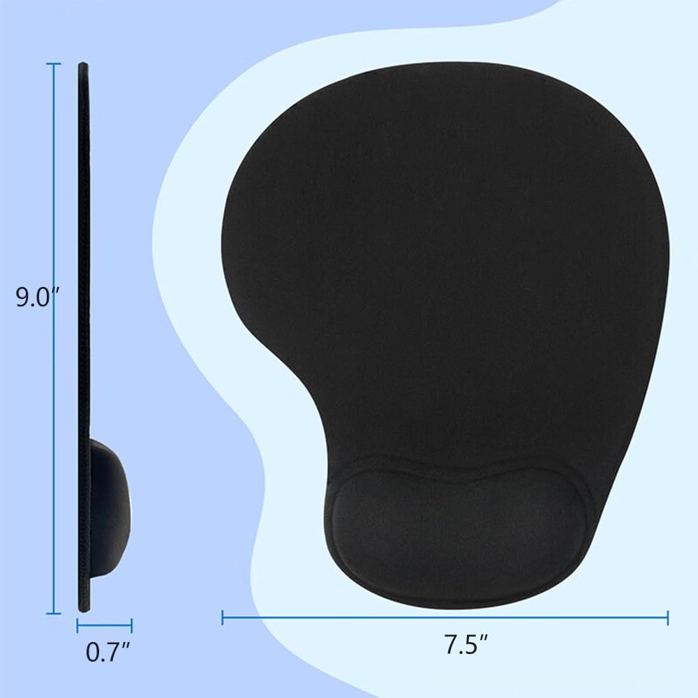 Ergonomic Mouse Pad with Wrist Rest. Gel Wrist Support Mousepad. Pain Relief Laptop Computer Mouse Pad. Non-Slip Mouse Pads for Office & Home (Black)