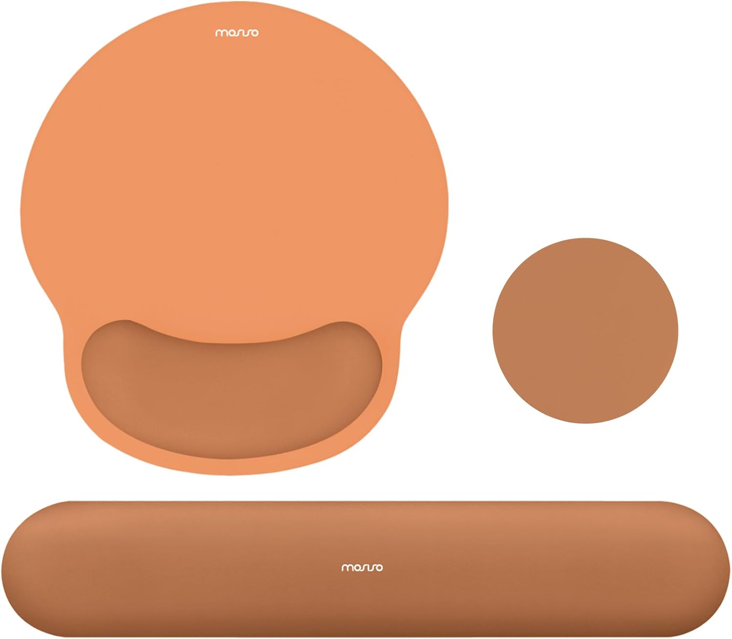 MOSISO Wrist Rest Support for Mouse Pad&Keyboard Set. Circle Curved Ergonomic Mousepad&Coaster Non-Slip Base Home/Office Pain Relief&Easy Typing Pad with Soft Cloth&Silicone Lining. Antique Green