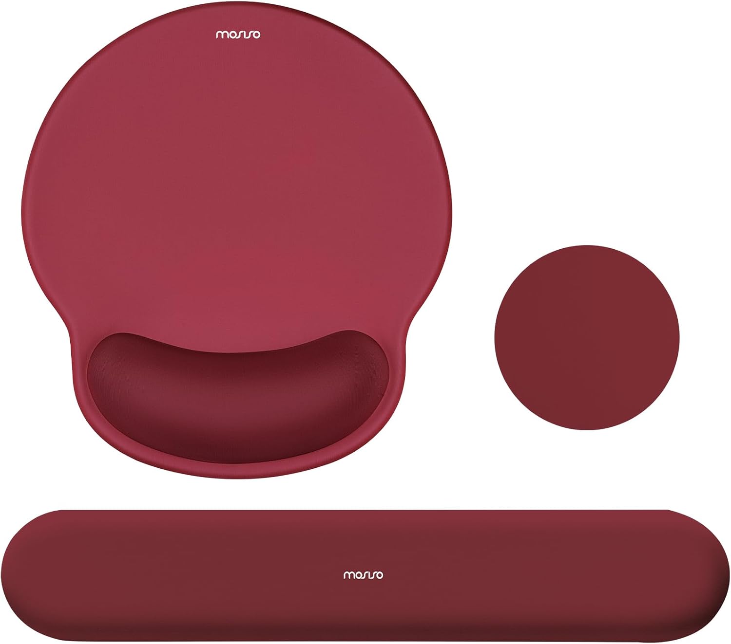 MOSISO Wrist Rest Support for Mouse Pad&Keyboard Set. Circle Curved Ergonomic Mousepad&Coaster Non-Slip Base Home/Office Pain Relief&Easy Typing Pad with Soft Cloth&Silicone Lining. Antique Green