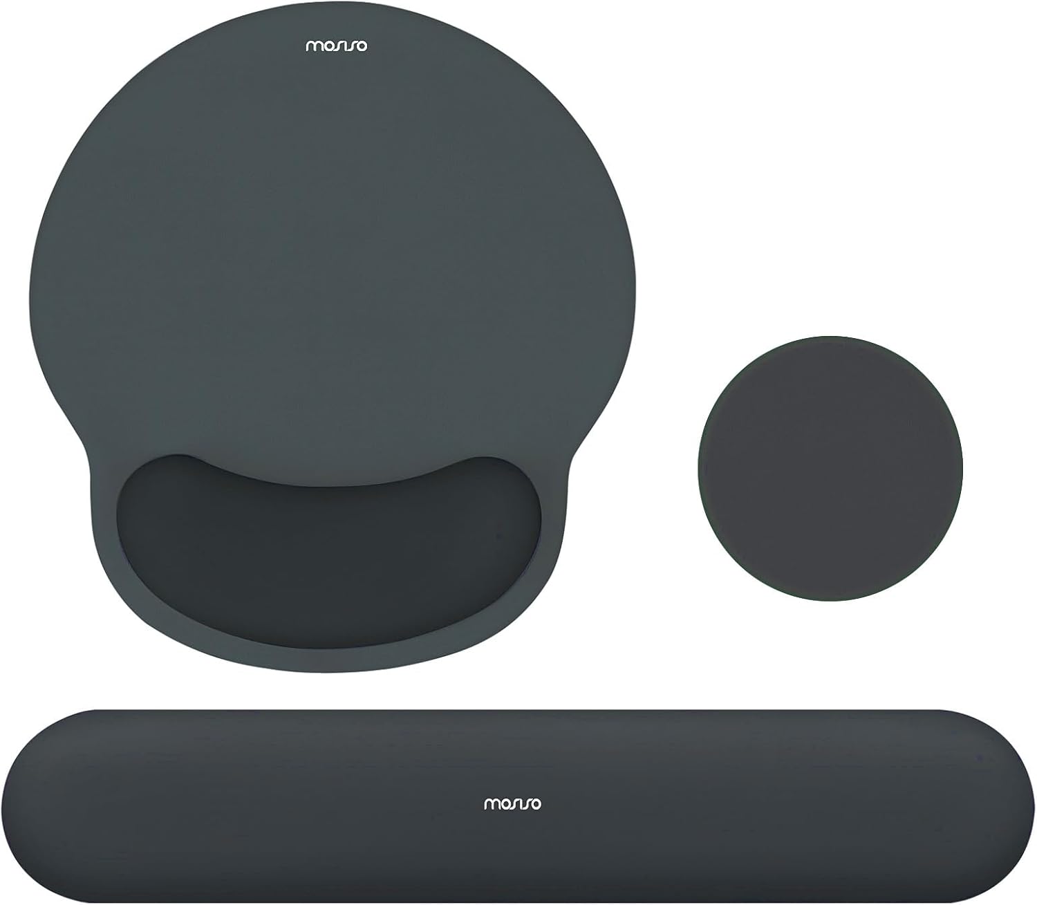 MOSISO Wrist Rest Support for Mouse Pad&Keyboard Set. Circle Curved Ergonomic Mousepad&Coaster Non-Slip Base Home/Office Pain Relief&Easy Typing Pad with Soft Cloth&Silicone Lining. Antique Green