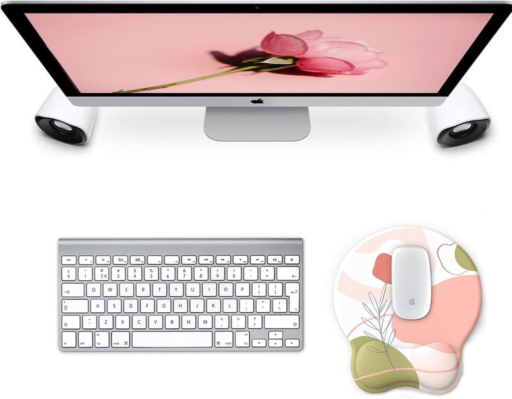 eulps Mouse Pad with Wrist Rest. Comfortable Computer Mousepad with Gel Wrist Support Smooth Surface and Non-Slip PU Base for Pain Relief. Laptop. Office & Home (Rose)