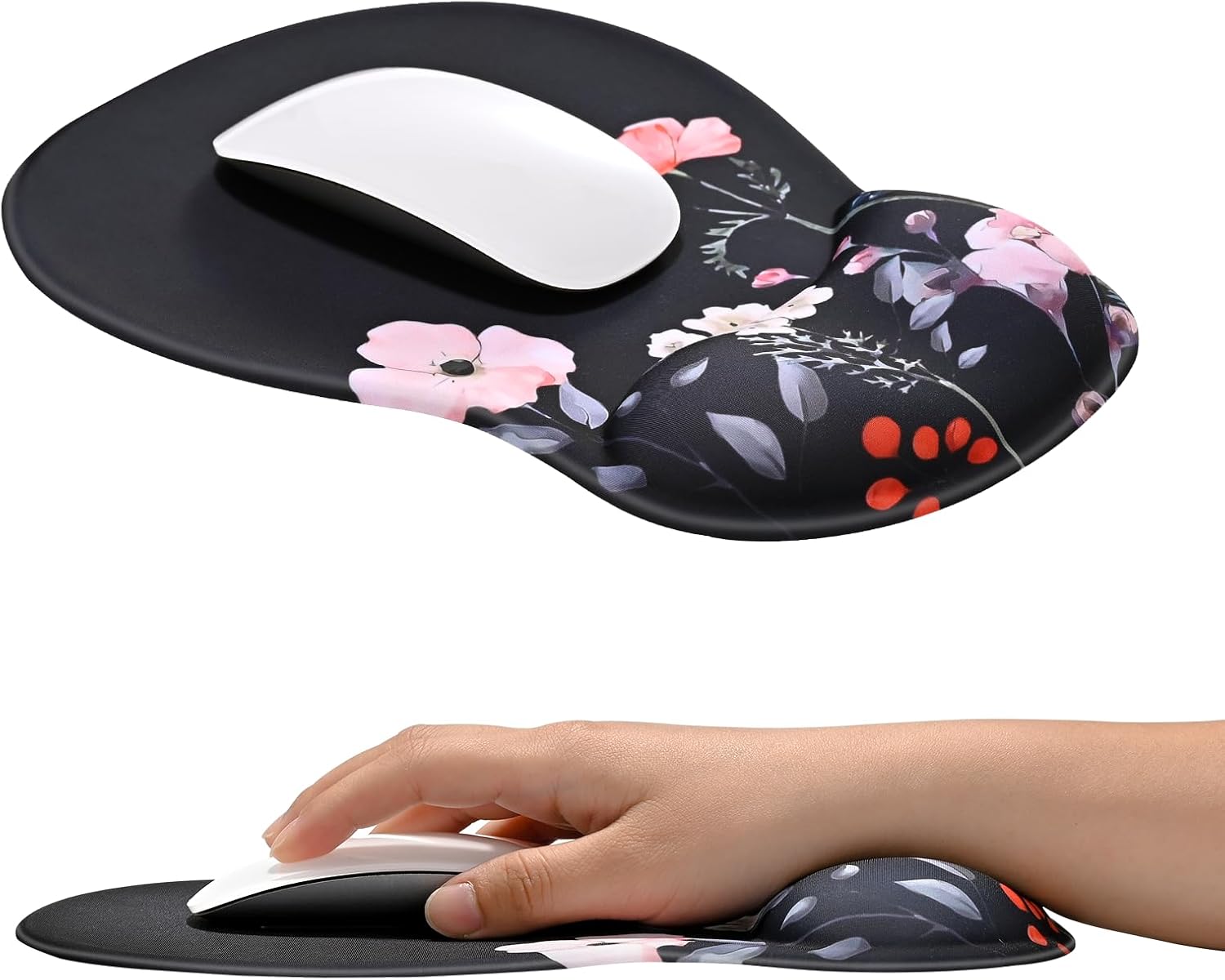 EooCoo Ergonomic Mouse Pad with Gel Wrist Rest Support Middle Concave Design. Relieve Wrist Pain Mousepad. Non-Slip Base for Laptop. Computer. Office Desk Accessories. Carpal Tunnel Syndrome