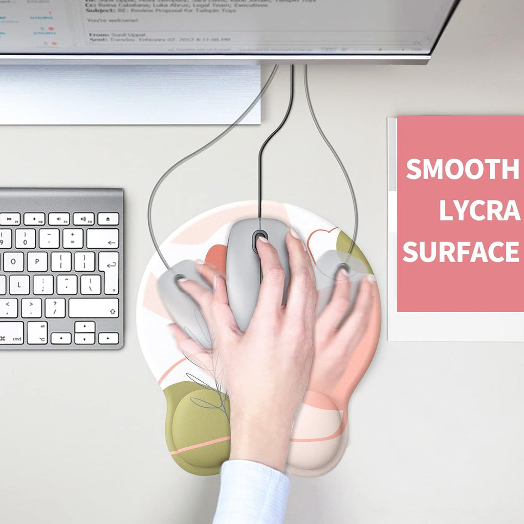 eulps Mouse Pad with Wrist Rest. Comfortable Computer Mousepad with Gel Wrist Support Smooth Surface and Non-Slip PU Base for Pain Relief. Laptop. Office & Home (Rose)