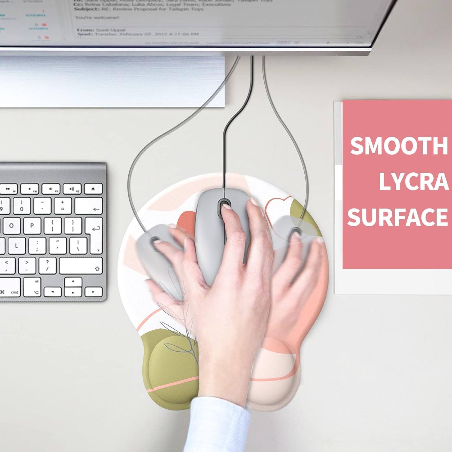 eulps Mouse Pad with Wrist Rest. Comfortable Computer Mousepad with Gel Wrist Support Smooth Surface and Non-Slip PU Base for Pain Relief. Laptop. Office & Home (Rose)