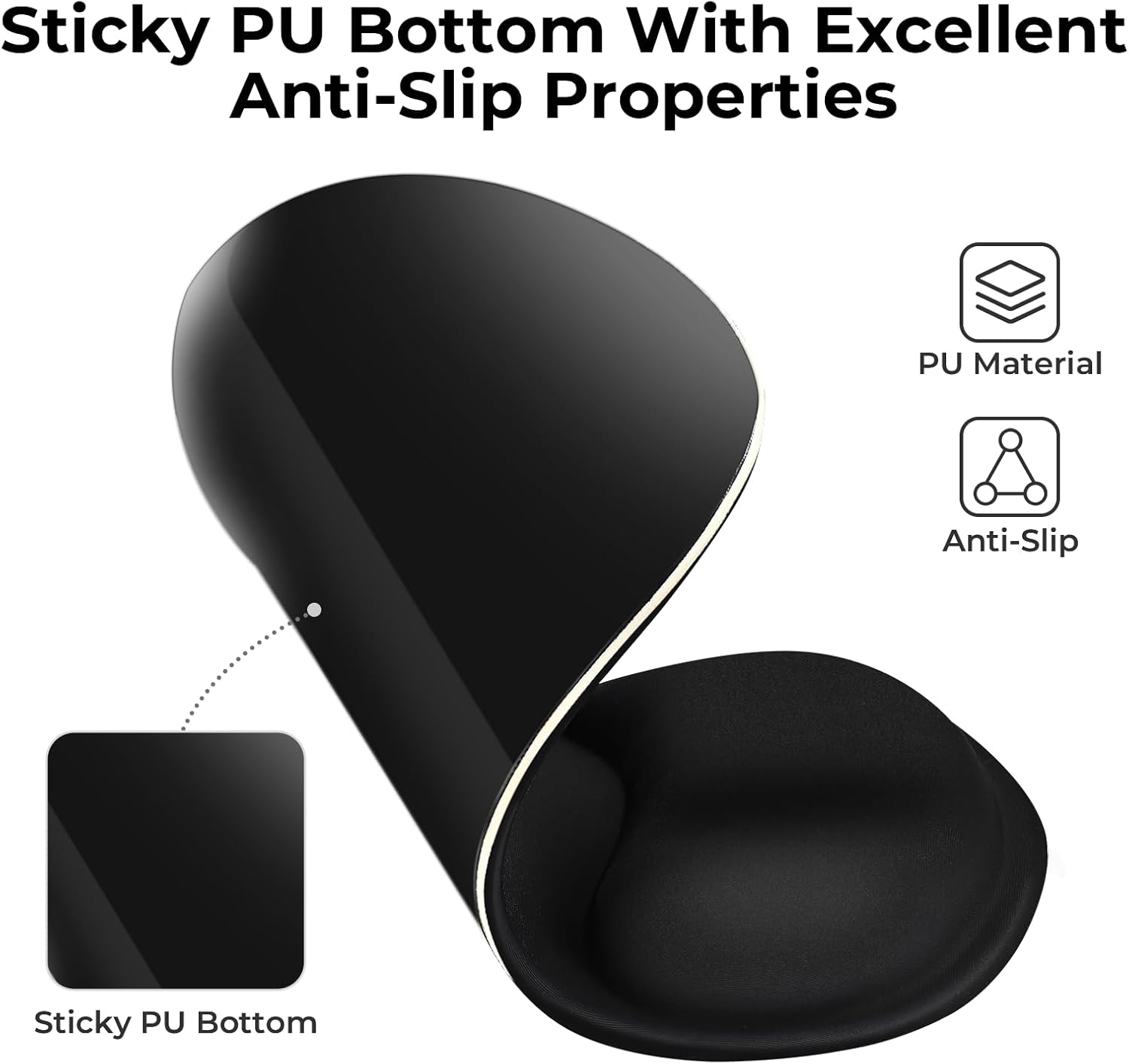 EooCoo Ergonomic Mouse Pad with Gel Wrist Rest Support Middle Concave Design. Relieve Wrist Pain Mousepad. Non-Slip Base for Laptop. Computer. Office Desk Accessories. Carpal Tunnel Syndrome