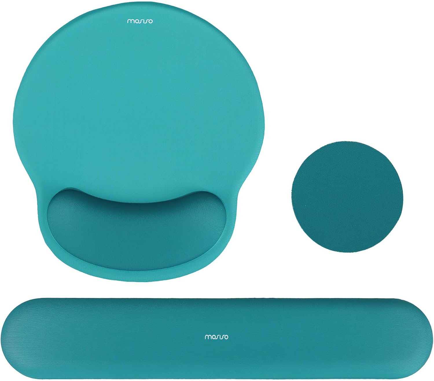 MOSISO Wrist Rest Support for Mouse Pad&Keyboard Set. Circle Curved Ergonomic Mousepad&Coaster Non-Slip Base Home/Office Pain Relief&Easy Typing Pad with Soft Cloth&Silicone Lining. Antique Green