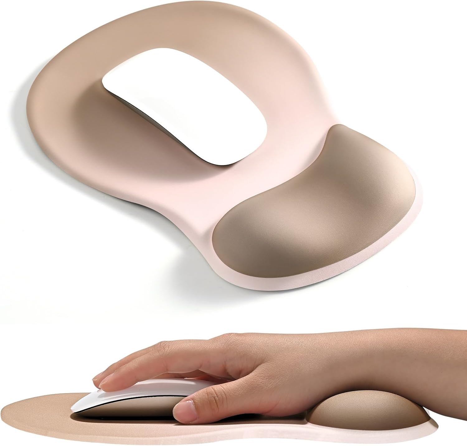EooCoo Ergonomic Mouse Pad with Gel Wrist Rest Support Middle Concave Design. Relieve Wrist Pain Mousepad. Non-Slip Base for Laptop. Computer. Office Desk Accessories. Carpal Tunnel Syndrome