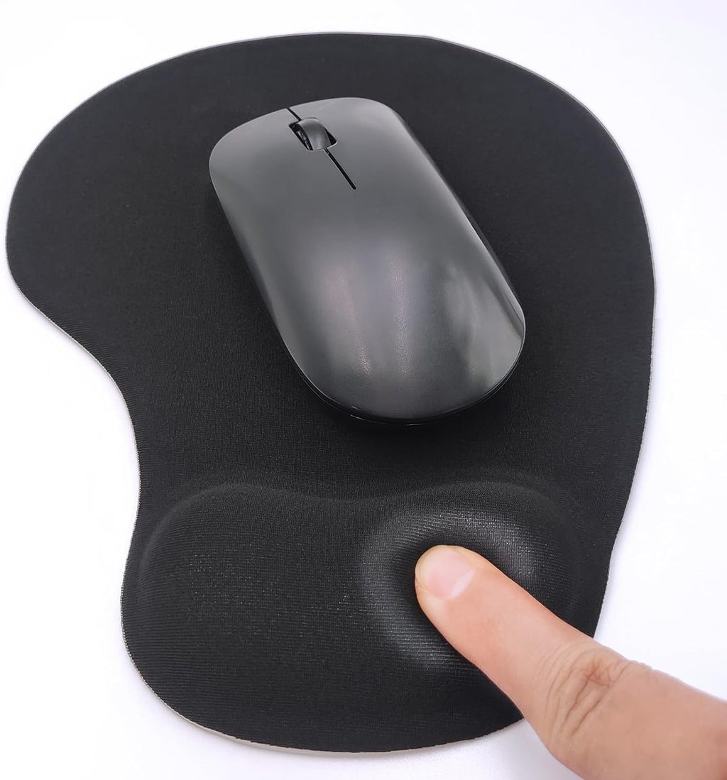 Ergonomic Mouse Pad with Wrist Rest. Gel Wrist Support Mousepad. Pain Relief Laptop Computer Mouse Pad. Non-Slip Mouse Pads for Office & Home (Black)