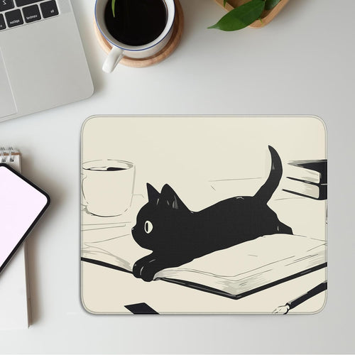Cute Black Cat Mouse Pad.Kawaii Anime Cat Mouse Pads for Wireless Mouse Desk Accessories.10X8 Travel Mousepad with Non-Slip Rubber Base. Stitched Edge Mouse Pads for Desk.Computers.Laptop.Office