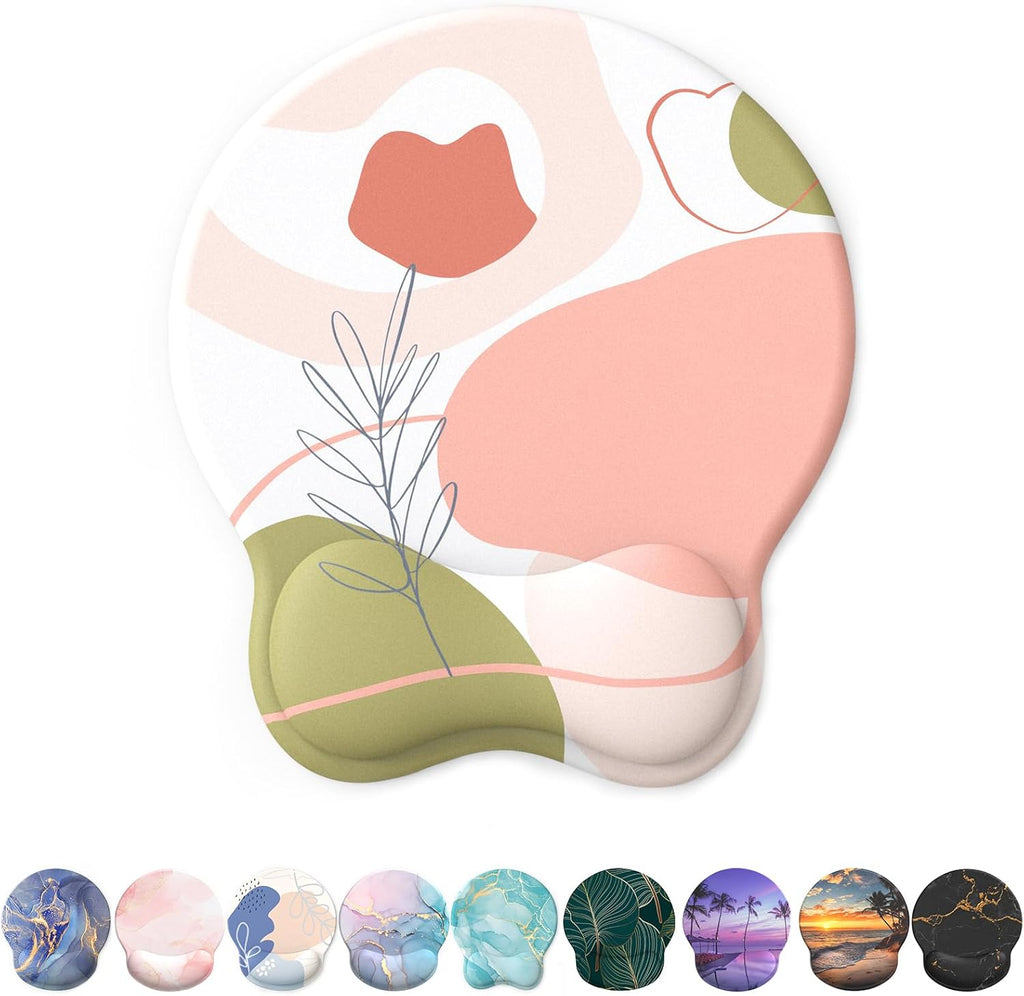 eulps Mouse Pad with Wrist Rest. Comfortable Computer Mousepad with Gel Wrist Support Smooth Surface and Non-Slip PU Base for Pain Relief. Laptop. Office & Home (Rose)