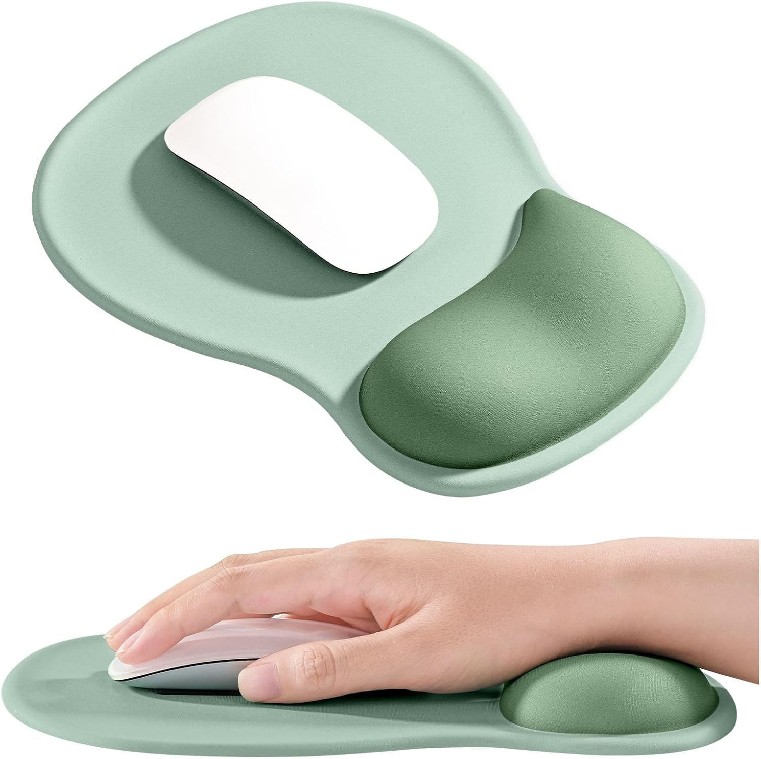 EooCoo Ergonomic Mouse Pad with Gel Wrist Rest Support Middle Concave Design. Relieve Wrist Pain Mousepad. Non-Slip Base for Laptop. Computer. Office Desk Accessories. Carpal Tunnel Syndrome