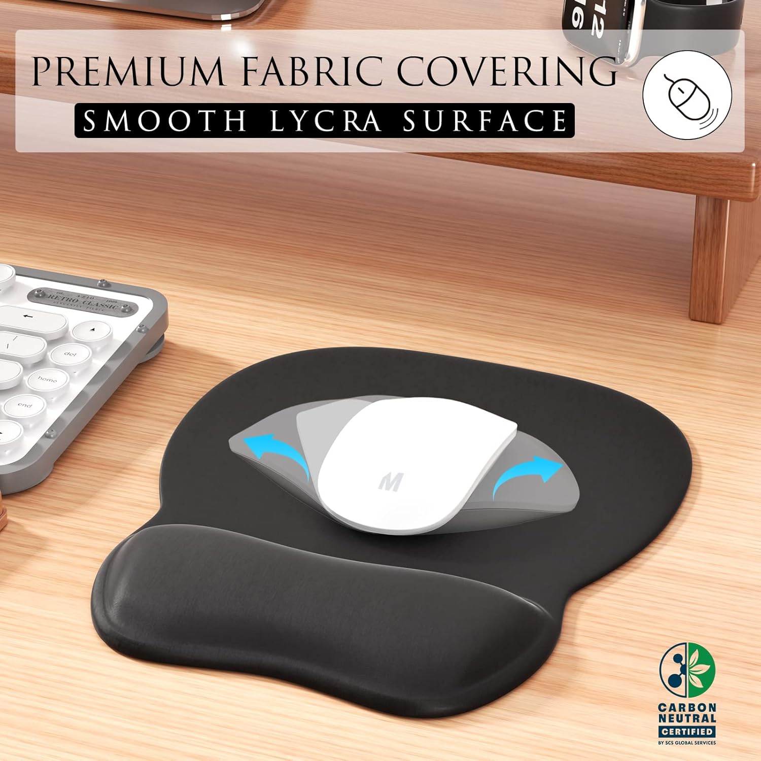 MROCO Ergonomic Mouse Pad with Gel Wrist Rest. Smooth Wrist Support Surface. Non-Slip PU Base for Pain Relief. Comfortable Mousepad for Computer. Laptop. Office & Home. 9.4 x 8.1 in. Black