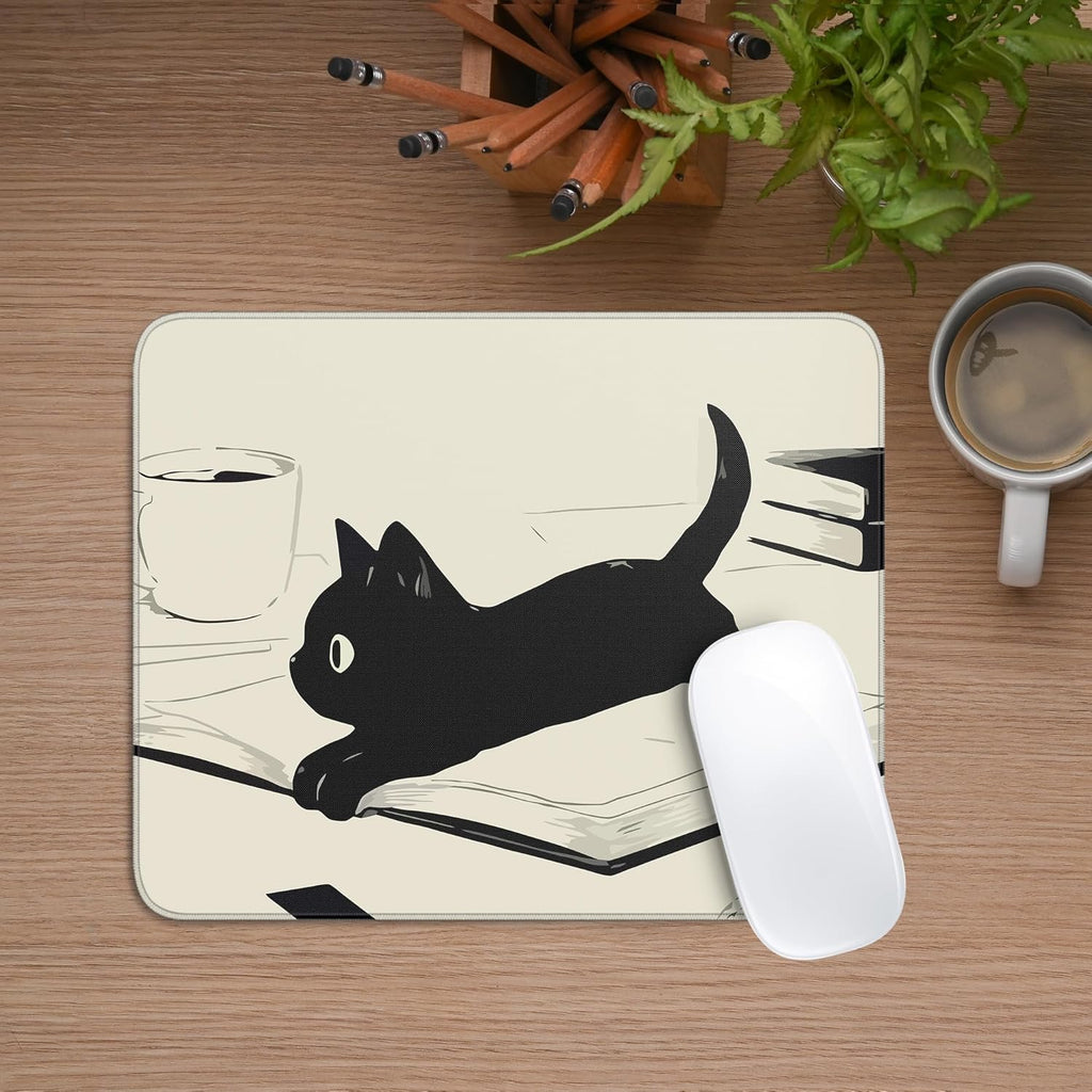 Cute Black Cat Mouse Pad.Kawaii Anime Cat Mouse Pads for Wireless Mouse Desk Accessories.10X8 Travel Mousepad with Non-Slip Rubber Base. Stitched Edge Mouse Pads for Desk.Computers.Laptop.Office