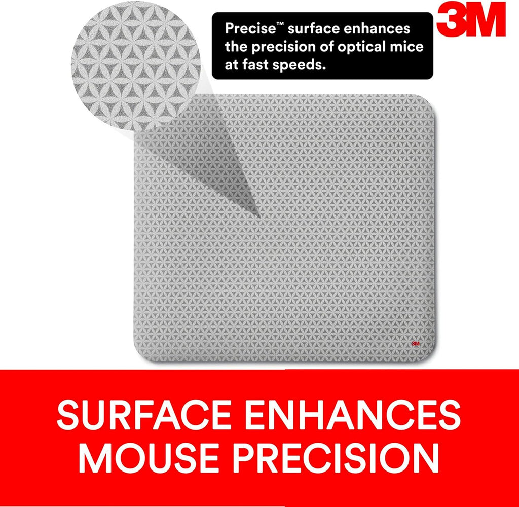 3M Precise Mouse Pad Enhances the Precision of Optical Mice at Fast Speeds. Easy to Clean. Stays in Place. 9 in x 8 in (MP114-BSD1)
