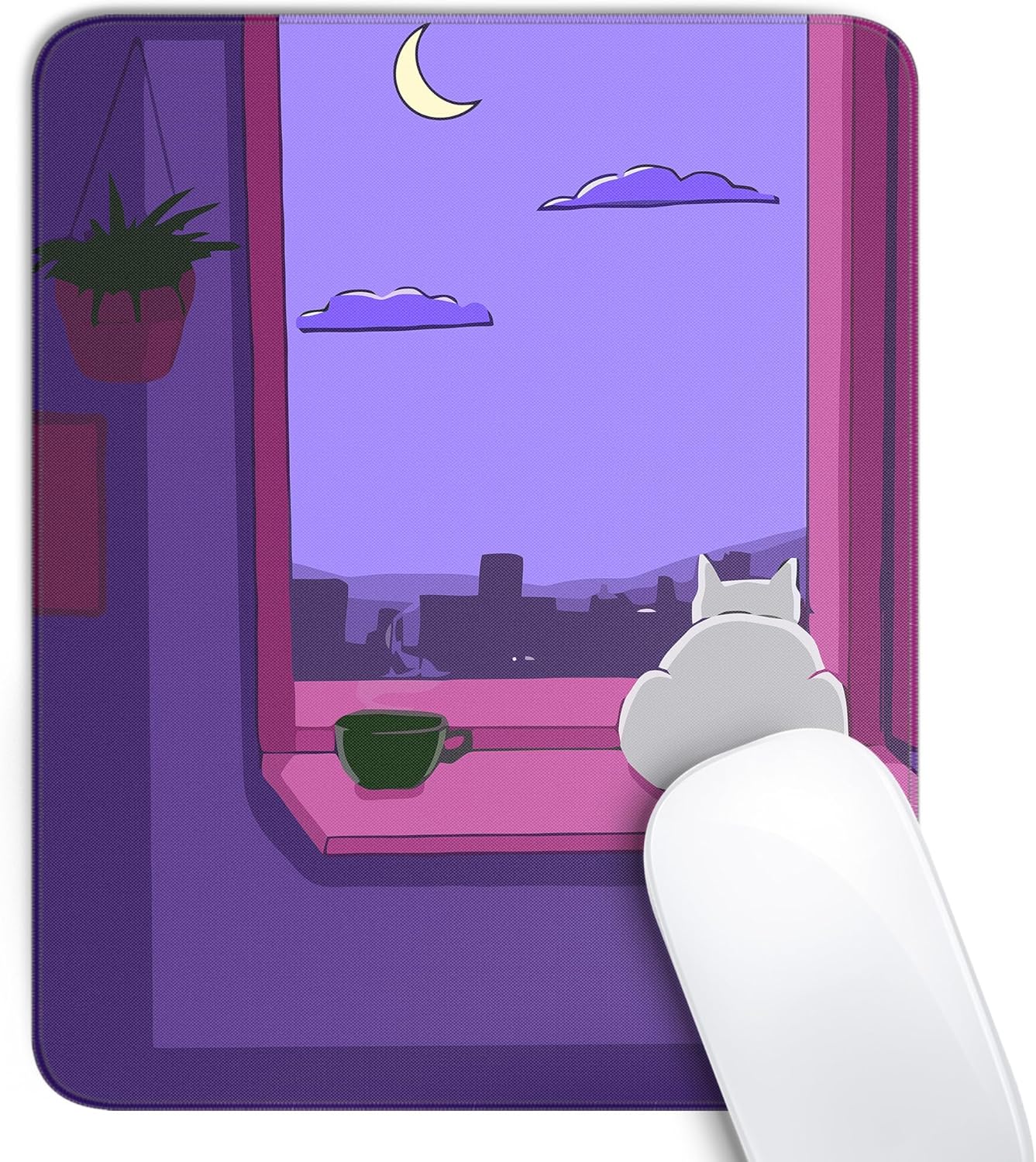 Cute Black Cat Mouse Pad.Kawaii Anime Cat Mouse Pads for Wireless Mouse Desk Accessories.10X8 Travel Mousepad with Non-Slip Rubber Base. Stitched Edge Mouse Pads for Desk.Computers.Laptop.Office